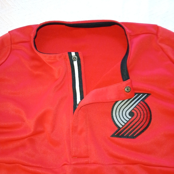 Sz.M Mens Adidas NBA Mens Pullover Quarter Button Portland Trailblazers Shirt - Picture 5 of 7